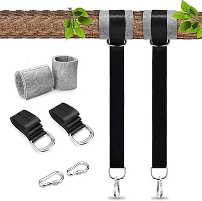 Hanging Straps van 150 cm met 2 Sterke Veiligheidskarabiners voor Tuinschommels, Hangmatten en Buitenspeelgoed