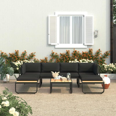 vidaXL - 4-delige - Tuinhoekbankenset - met - kussens - aluminium - en - HKC