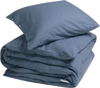 Yumeko dekbedovertrek flanel denim blauw 140x220 + 1/60x70 - Biologisch & ecologisch