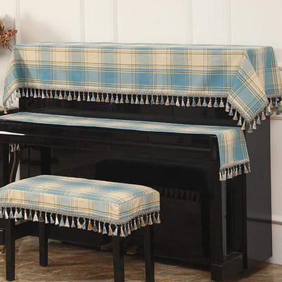 Linnen Pianokapenset - Pianobeschermer Set - Piano Beschermen - Met Kanten Rok - Set van 3 - B