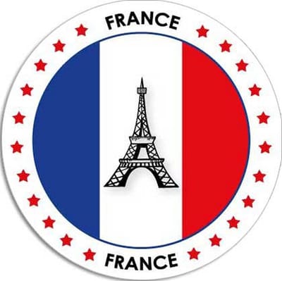 Vlag van Frankrijk stickers - rond - D14,8 cm - In vlag kleuren - Landen thema decoratie - feestartikelen - versieringen - supporters