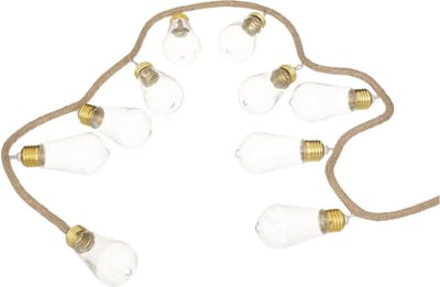 Atmosphera Lichtslinger/lichtsnoer - gloeilampen aan jute touw - 165 cm - Feestverlichting slinger - met 10 gloeilampen
