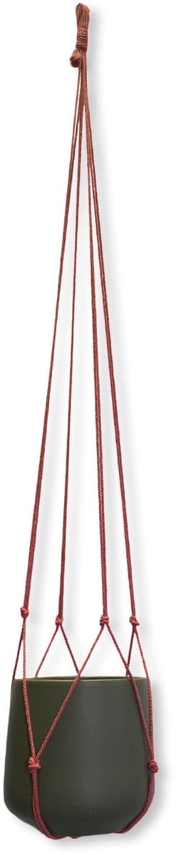 Plantenhanger Zonder Kwast - Kies Kleur en Lengte - Indian Red - 100 cm lang - Katoenkoord - Geschikt voor Pot met Diameter t/m 20 cm - Handgemaakt in ons Macramé Atelier - Prijs per Stuk - Let op: Exclusief Pot - Inclusief Verzendkosten