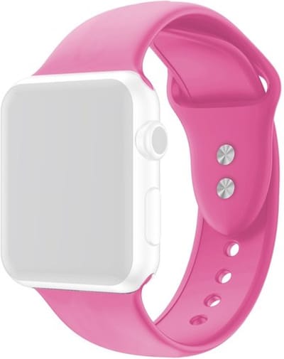 By Qubix - Geschikt voor Apple Watch bandje - Siliconen sportbandje - Lichtroze - Dubbele druksluiting - Geschikt voor Apple Watch 44mm / 45mm / 46mm / 49mm (Ultra 1,2 en 3) - siliconen sport bandje - smartwatchbandje