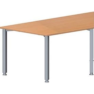 Schäfer Shop  Genius Vergadertafel MODENA FLEX, in hoogte verstelbaar, trapeziumvorm, 4-poot vierkante buis, B 1600 x D 800 mm, beukenpatroon