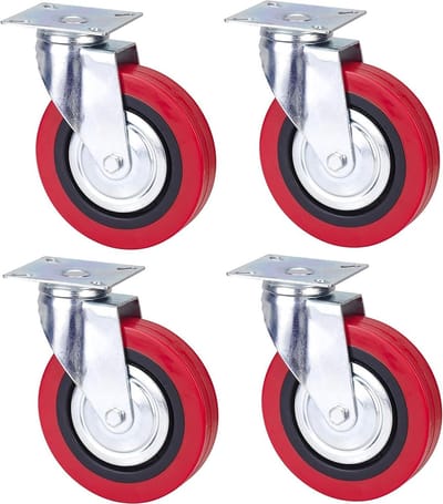 125mm Polyurethaan Zwenkwielen - Topplaat Montage Zware PU Wielen - Max 500Kg per Set heavy duty wheel