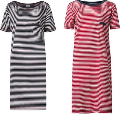 Lunatex - 2 dames nachthemden korte mouw 224150 - navy en rood - maat L
