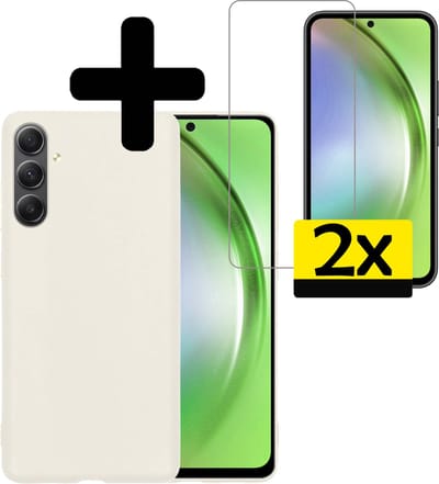 Hoesje - Met 2x Screenprotector - Geschikt voor Samsung Galaxy A54 - Sterk & Shockproof - Back Cover - Siliconen Case - Telefoon Hoes - Telefoonhoesjes - Wit