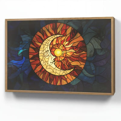 Wandlamp 90x60 cm - Oplaadbaar - Mozaïek - Glas - Maan - Donkerblauw - Wandlampen binnen woonkamer - Slaapkamer lamp - Decoratieve nachtlamp - Vloerlamp draadloos