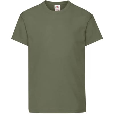 Fruit of the Loom T-shirt Kinderen maat 104 (3-4) 100% Katoen 5 stuks (Classic Olive)
