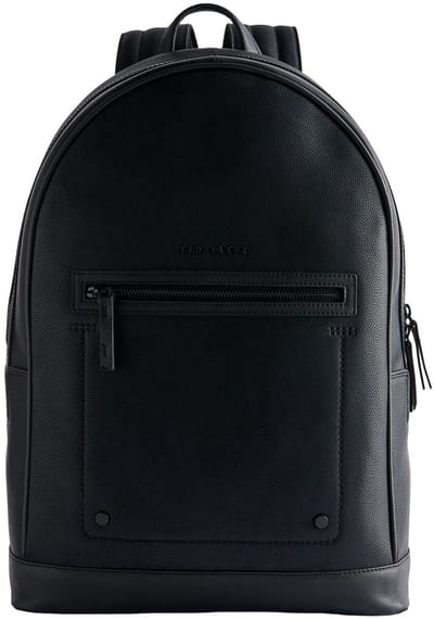 Ted Baker Leren Laptop rugzak Rugzak met laptopvak Lansen Recycled Leather Backpack Black Zwart
