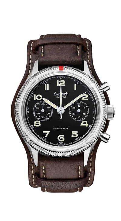 Hanhart Pioneer 417 ES Horloge Donkerbruine band - 42 mm