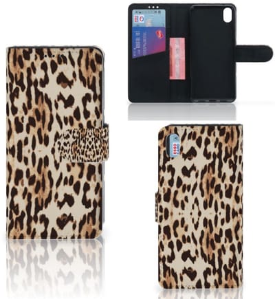 Boekhoesje voor Xiaomi Redmi 7A Telefoonhoesje met Pasjes Leopard
