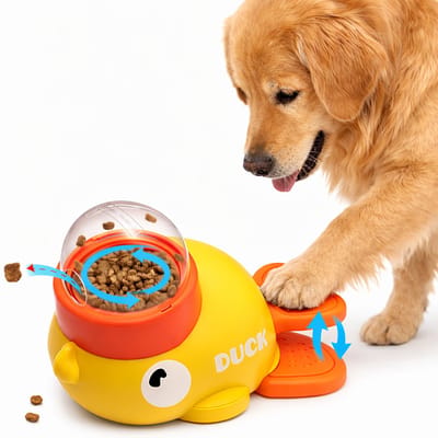ZoeZo Hondenpuzzel Eend - 2-in-1 Slow Feeder Hond - Beloningsspeelgoed te Vullen met Snacks - Honden Denkspel - Interactief Intelligentiespeelgoed - Hondenpuzzels & Intelligentie - Speelgoed voor dieren