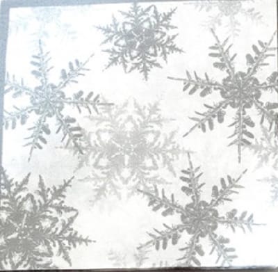 Set van 20 papieren kerstservetten met zilveren sneeuwvlokken – 33 x 33 cm