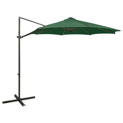 vidaXL - Zweefparasol - met - paal - en - LED-verlichting - 300 - cm - groen
