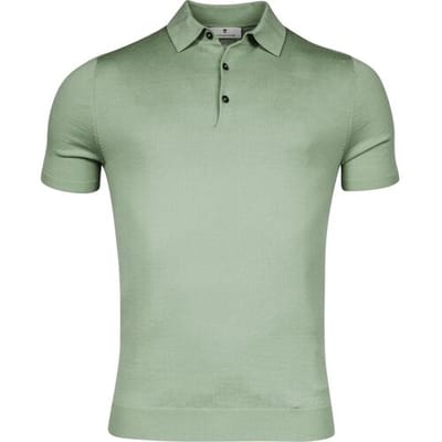 Thomas Maine Fine Merino Pullover Polo Collar Short Sleeve Single Knit Licht Groen / male