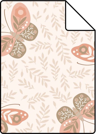 Proefstaal ESTAhome behang vlinders beige - 26.5 x 21 cm - 131892-S
