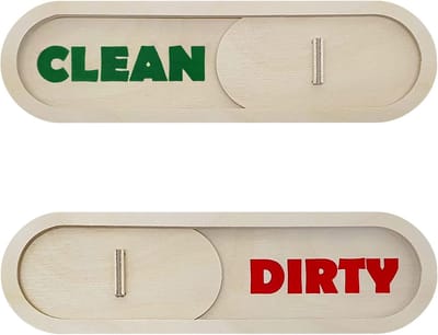 Vaatwasser Indicator - Schoon Vuil Magneet - Keuken Decoratie - Houten Schuifontwerp - 19x5.5x1 cm - Natuurlijk Hout