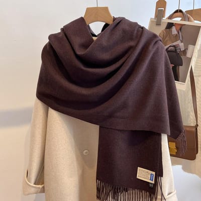 33 Kleuren Winter Kasjmier Sjaal Dames Dikke Warme Pashmina Sjaals Wraps Effen Kleur Kwast Dames Deken Echarpe Bufanda Hijab 200x70cm black