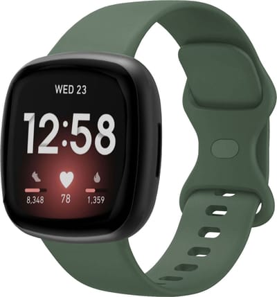 Strap-it Smartwatch bandje - siliconen horlogebandje geschikt voor Fitbit Versa 3 / Fitbit Versa 4 / Fitbit Sense / Fitbit Sense 2 - donkergroen - Maat: Maat S