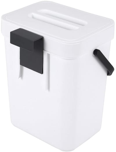 Keukencompostbak - Afvalbak Deksel - Voedselafval Verzamelen - Veelzijdige Ophangopties - 13 Liter - Wit