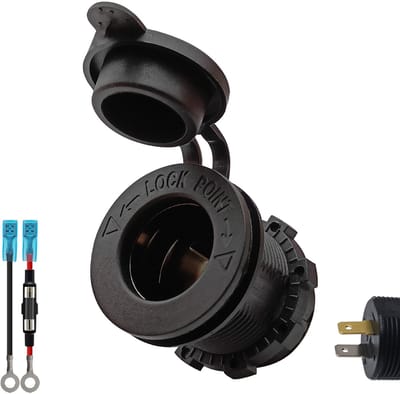 ProRide 12V Sigarettenaansteker Stopcontact Inbouw - 12/24V - 10A - met Aansluitkabel 60cm en Glaszekering 10A