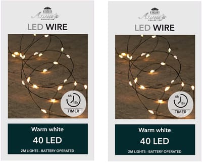 Anna's Collection Draadverlichting lichtsnoer - 3x - 40 led lampjes - warm wit - 200 cm - op batterij - kerstverlichting