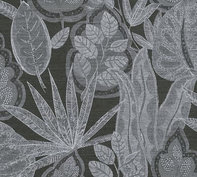 FANTASIE BLADEREN BEHANG | Botanisch - Zwart Grijs Wit - LivingWalls Famous Garden