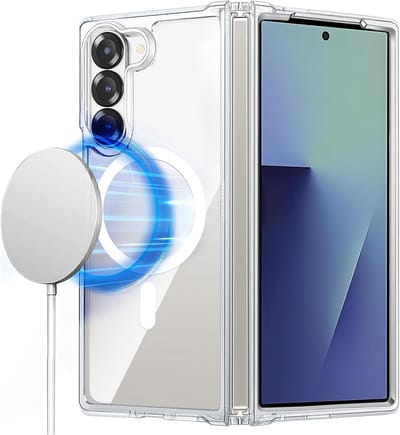 MagSafe hoesje Geschikt voor Samsung Galaxy Z Fold 7 Transparant Silicone Shockproof Hoesje - Schokbestendig TPU hoesje Samsung Z Fold 7