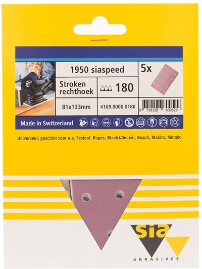 Sia siaspeed schuurstrook 14-gaats P180 - 80 mm. x 133 mm. (5 stuks)