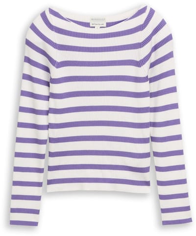 Tom Tailor - Cropped gebreide trui met streepjesmotief - Maat 164 - vivid purple white stripe