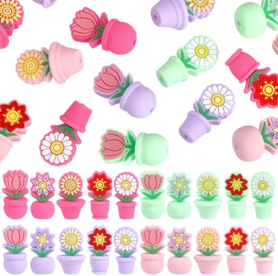 Siliconen Focal Beads met Gaten 3D Rubber Gemengde kleur Daisy Floral Assorted Spacer Losse kralen Bulk voor sieraden maken Sleutelhanger Ketting Armband DIY Knutselben
