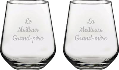 Drinkglas gegraveerd - 42,5cl - Le Meilleur Grand-père & La Meilleure Grand-mère