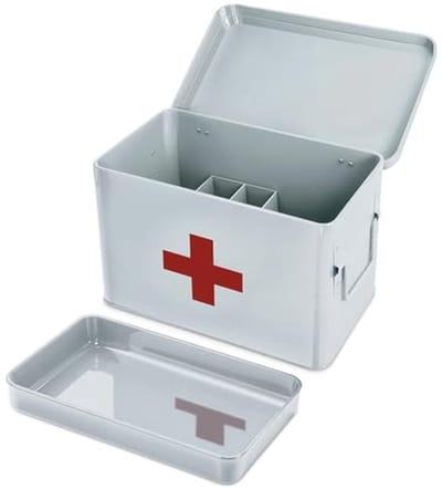 EHBO-doos 8,5 inch met metalen medicijnopbergblik - Organiser voor medische benodigdheden