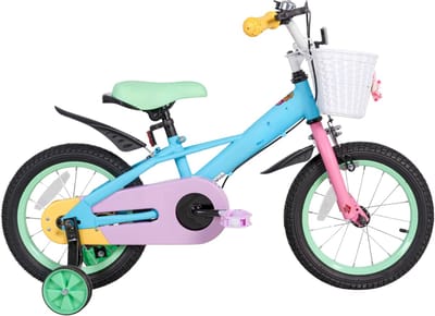 Kinderfiets – Voor meisjes van 2–8 jaar – Met stabilisatoren en voormand – 30 cm / 36 cm / 41 cm / 46 cm wielen, 46 cm met standaard, blauw