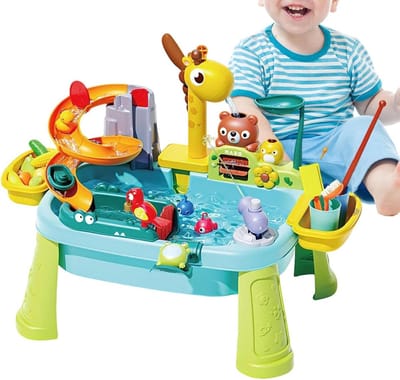 Kinder Waterspeeltafel - Water Speel Gootsteen - Buiten Spelen - Giraffenkraan Met Water - 45 x 15 x 33.5 cm