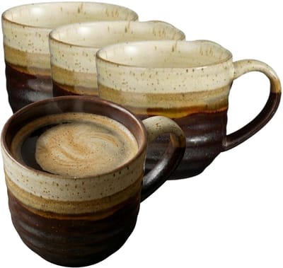 Mica Decorations Koffiemok / theemok Ethan - 8x - zwart - 7 x 8 cm - mokken - keramiek