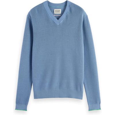 Scotch & Soda Regular-fit Cotton Linen V-neck Faded Denim Taglia: S | Maglioni a maglia Outlet | Uomo | Bianco