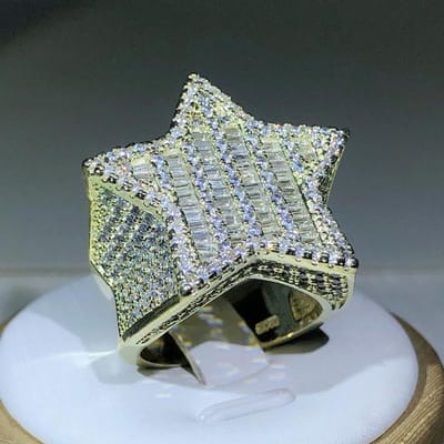Zilver Nieuwe collectie Hip-hop Volledig Kristal Micro-ingelegd Zirkonia Grote Vijfpuntige Ster Ring Voor Mannen en Vrouwen Sieraden 11