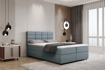 Boxspring met opbergruimte Reve 140 x 200 cm tweepersoons -Inclusief Topper- Asgrijs