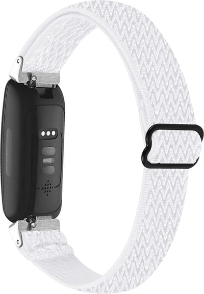 By Qubix - Compatible Fitbit bandje - Geschikt voor fitbit Inspire 3 - Elastische solo loop nylon bandje - Wit