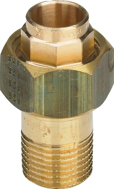 Viega Overgangskoppeling, d 28mm, R 1 rood koper of siliciumbrons, messing model 94341G, 103705