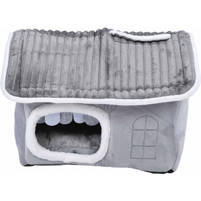 Hondenhok voor binnen Uitneembaar Wasbaar Zacht Verbeterd Comfort Winter Warm Kattenhuis voor Klein Middelgroot S(for 2-4kg) grijze kleur
