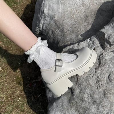 Chaussures Lolita chaussures à plateforme talons Mary Janes femmes chaussures Vintage de Style japonais pour femmes étudiantes blanches chaussures pour femmes 43 8 gray