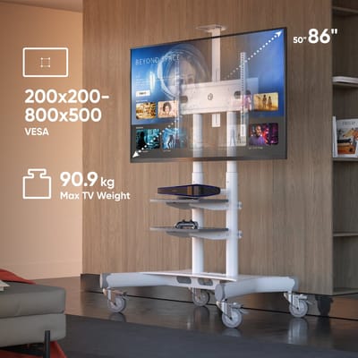 ONKRON - Mobiele tv-standaard - 50-86 inch - Draagbare verstelbare tv-standaard - 800 x 500 Max VESA