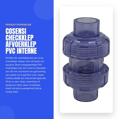 Dailygoods- Terugslagklep 20/25/32/40/50/63mm - Terugslagventiel - PVC Fittingen - Transparant - Voor Afvoer - Geschikt voor Aquarium/Pool - Afvoerklep