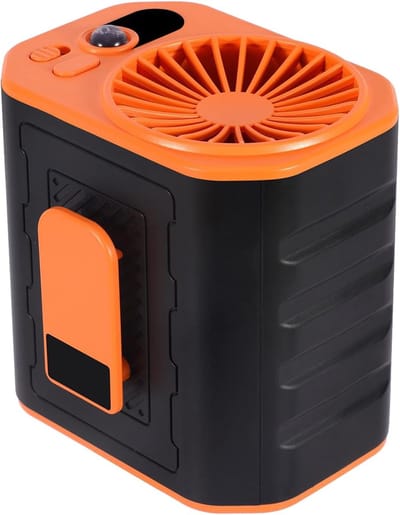 6000 mAh oplaadbare taille‑/hals‑clipventilator, 20 uur werktijd, 3 snelheden, koelventilator, oranje