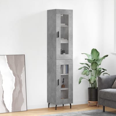 vidaXL - Hoge - kast - 34,5x34x180 - cm - bewerkt - hout - betongrijs