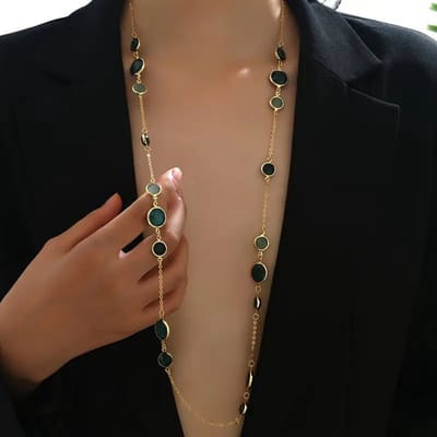 Bovista Ketting - Dames - Staal - Nep zilver - Met Hanger - Groen